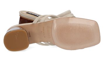Beige leather instapper met blokhak Indiana stone Alohas 