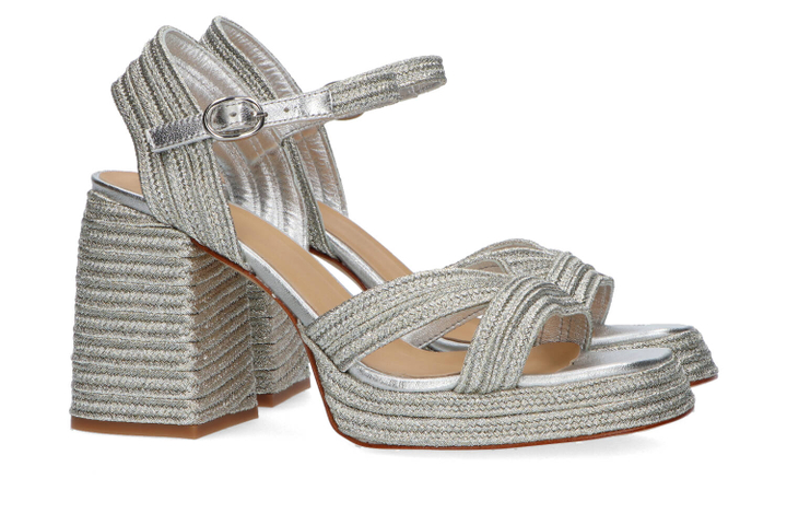 Platino valle sandalen met blokhak Castaner