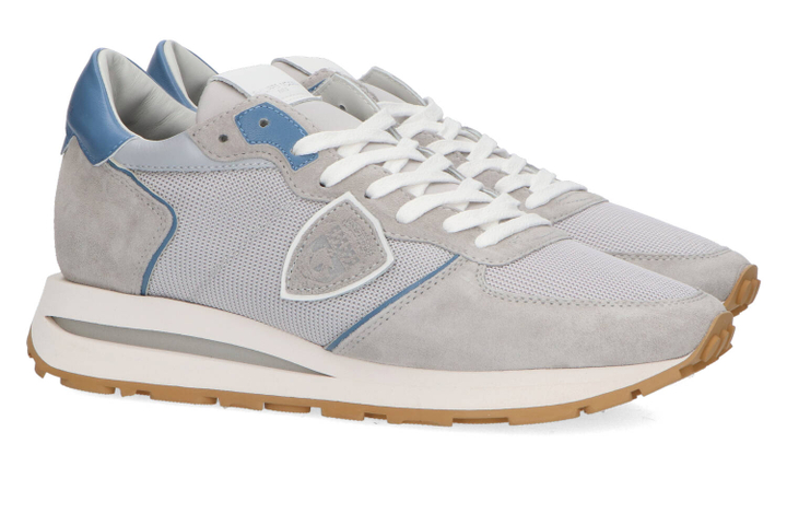 Grijze lage sneakers met lichtblauwe details Tklu Philippe Model