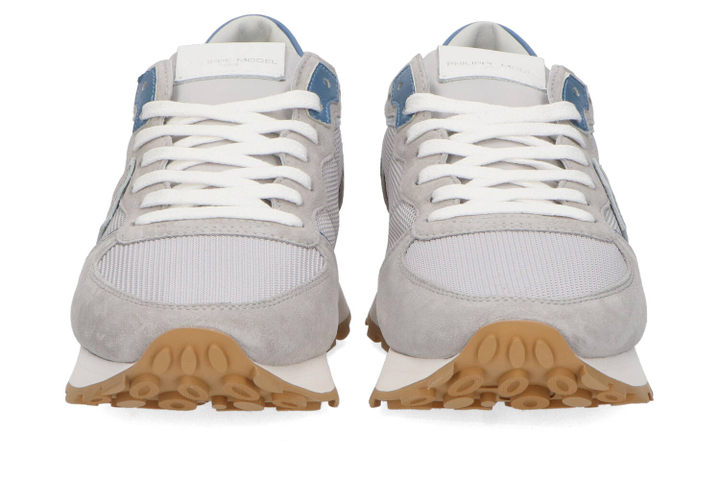 Grijze lage sneakers met lichtblauwe details Tklu Philippe Model