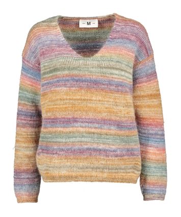 Multicolor wollen gestreepte pull met V-hals Pind Julia June
