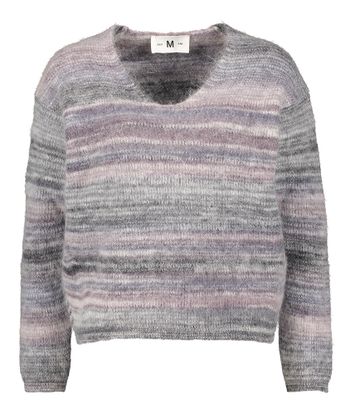 Grijskleurige wollen pull met V-hals Pind Julia June