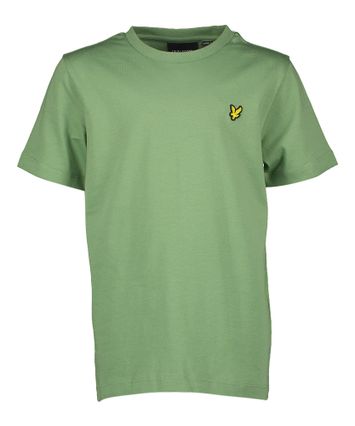 Groene katoenen t-shirt met ronde hals en merklogo Lyle & Scott