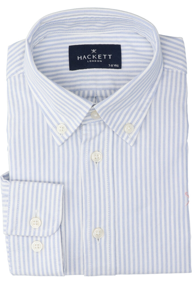 Wit katoenen hemd met blauwe strepen Hackett