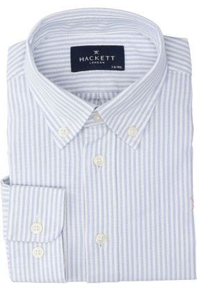 Hackett Wit katoenen hemd met blauwe strepen