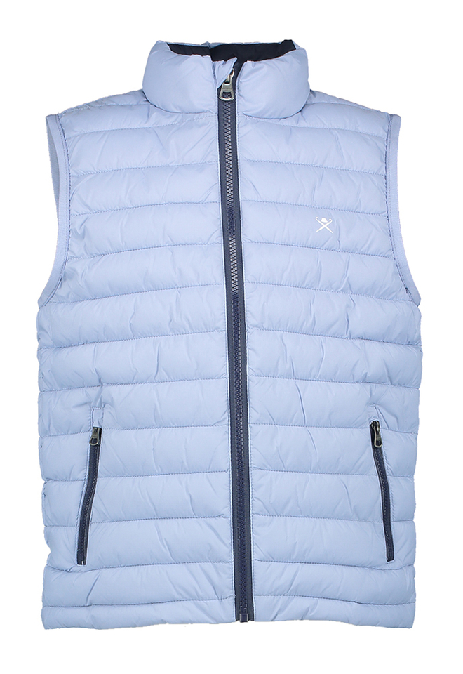 Lichtblauwe bodywarmer met logo Hackett
