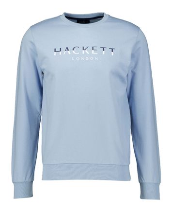 Lichtblauwe sweater met merknaam Hackett