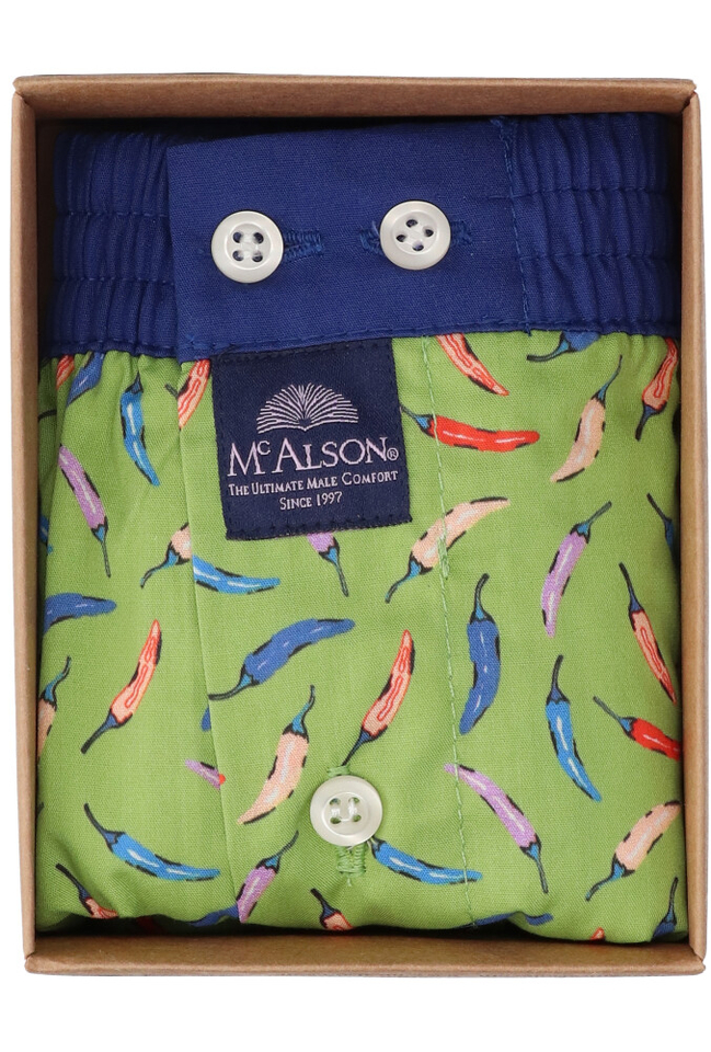 Groene boxershort met kleurrijke pepers Mc Alson