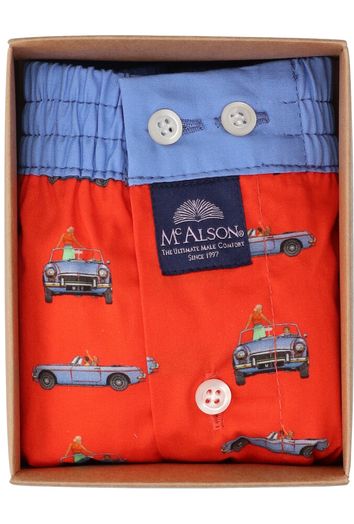 Rode boxershort met cabrio's Mc Alson 