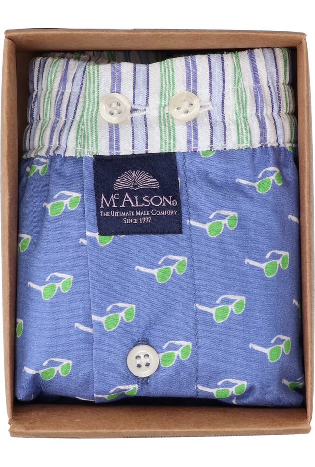 Blauwe boxershort met groene zonnebrillen Mc Alson 