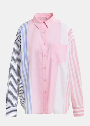 Pink met wit en blauw gestreepte bloes Hemix Essentiel