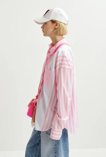 Pink met wit en blauw gestreepte bloes Hemix Essentiel