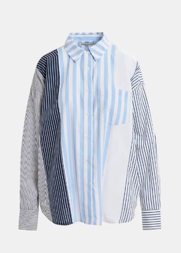 Wit, lichtblauw en donkerblauw gestreept overhemd Hemix Essentiel 