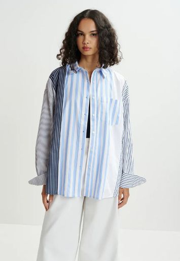 Wit, lichtblauw en donkerblauw gestreept overhemd Hemix Essentiel 