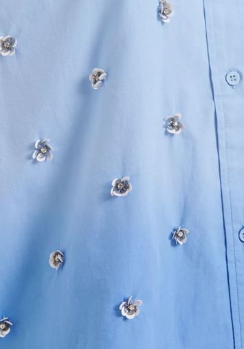 Licht- en donkerblauwe oversized blouse met kleurverloop en pailletten Harkanzas Essentiel