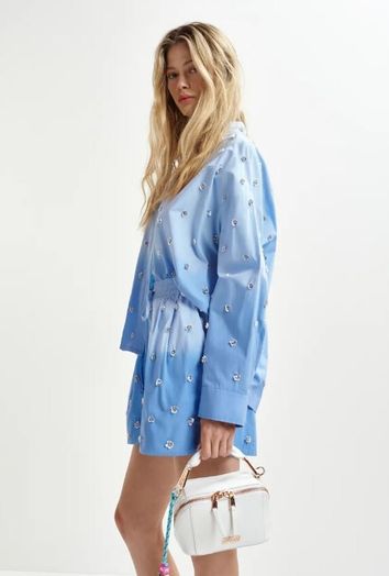 Licht- en donkerblauwe oversized blouse met kleurverloop en pailletten Harkanzas Essentiel