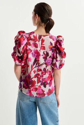 Off-white pink en paarse jacquard bloes Henrietta Essentiel 