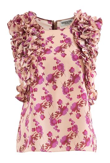 Oud roze mouwloze top met bloemenprint Hisconsin Essentiel 