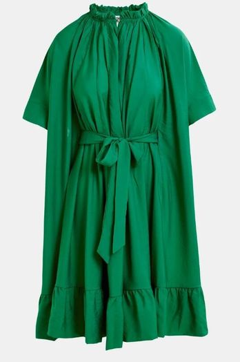 Groene oversized jurk met frul Heliotrope Essentiel 