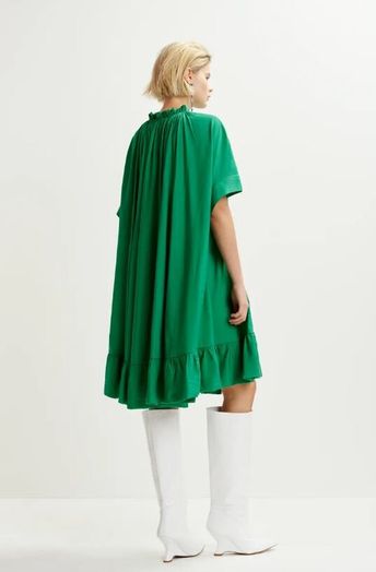 Groene oversized jurk met frul Heliotrope Essentiel 