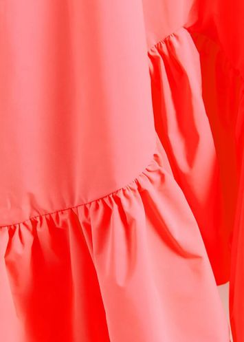 Fluo roze mini-jurk met volants en open rug Hibernate Essentiel