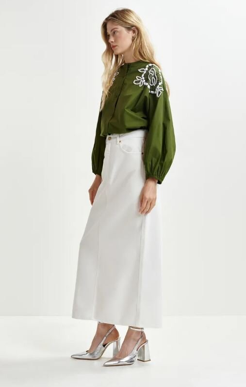 Witte jeansrok met split Hobbit Essentiel