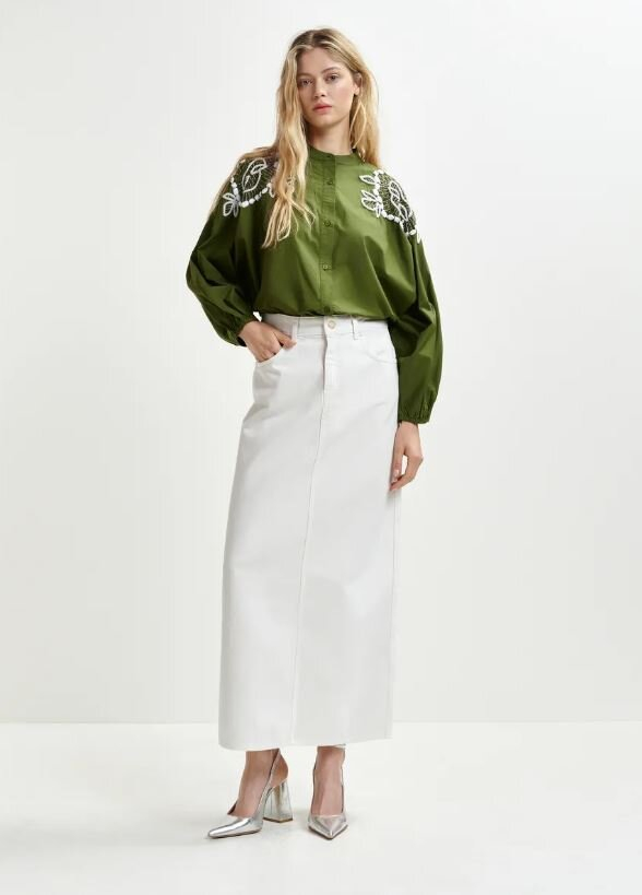 Witte jeansrok met split Hobbit Essentiel