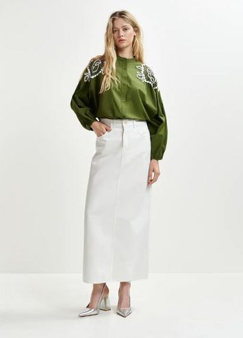 Witte jeansrok met split Hobbit Essentiel 