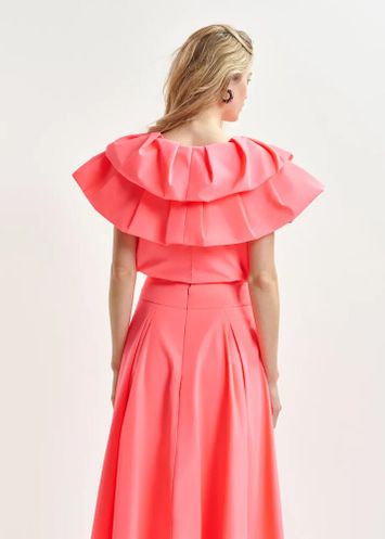 Fluo roze geplisseerde midirok Hosanna Essentiel