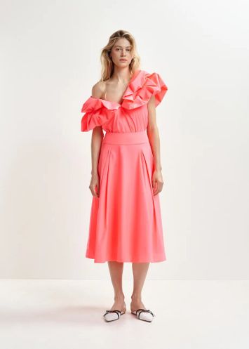 Fluo roze geplisseerde midirok Hosanna Essentiel