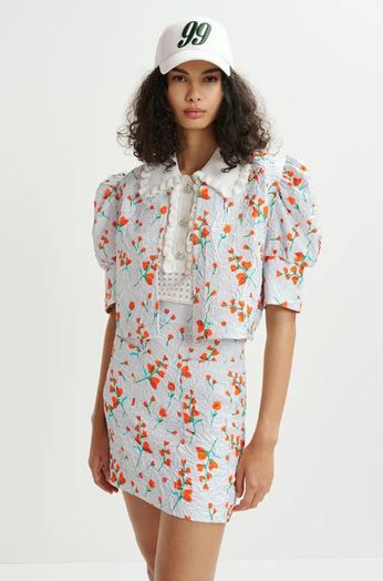 Witte minirok met bloemenprint Husan Essentiel 