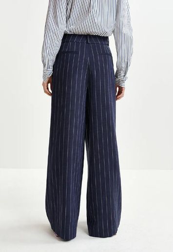 Donkerblauwe broek met krijtstreep Hotel Essentiel
