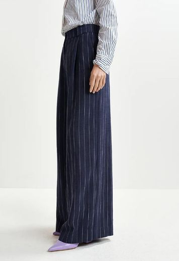 Donkerblauwe broek met krijtstreep Hotel Essentiel