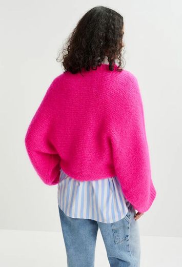 Felroze mohairmix trui met vleermuismouwen Hattitude Essentiel 