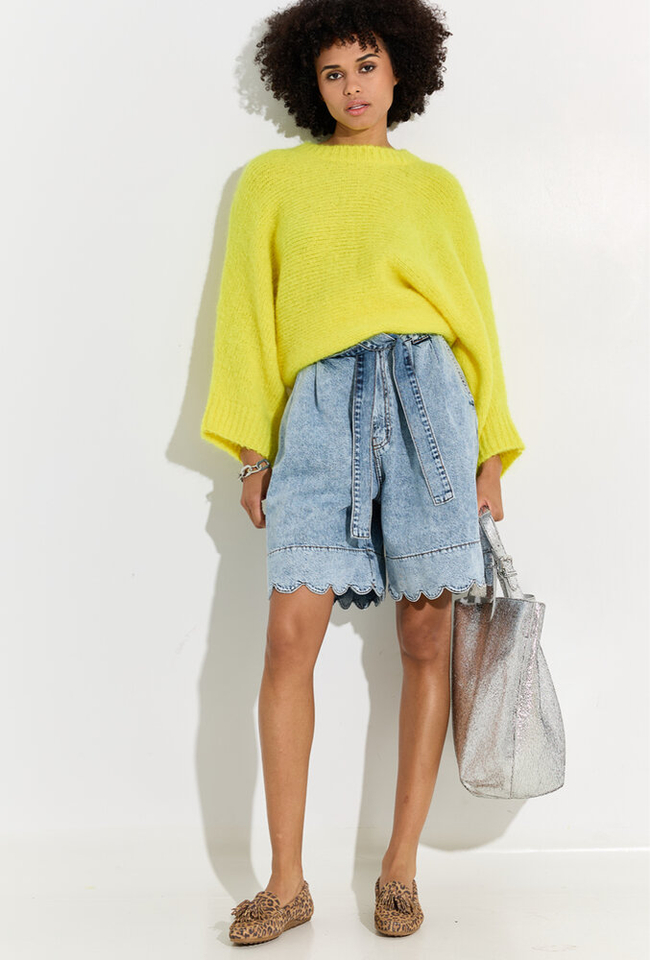 Felgele mohairmix trui met vleermuismouwen Hattitude Essentiel 