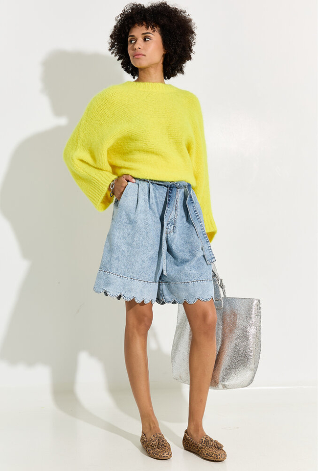 Felgele mohairmix trui met vleermuismouwen Hattitude Essentiel 