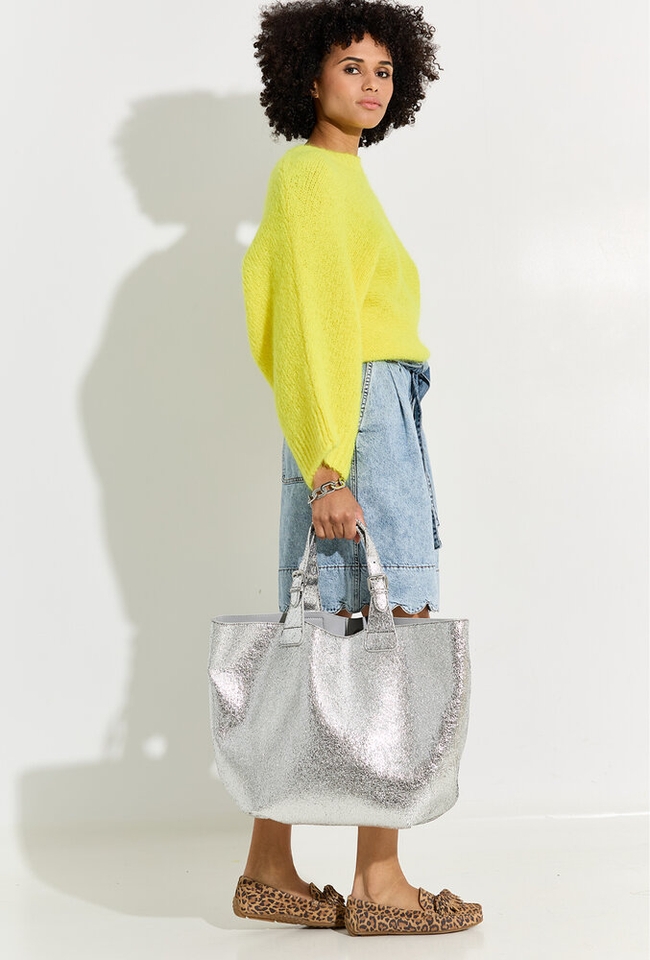 Felgele mohairmix trui met vleermuismouwen Hattitude Essentiel 