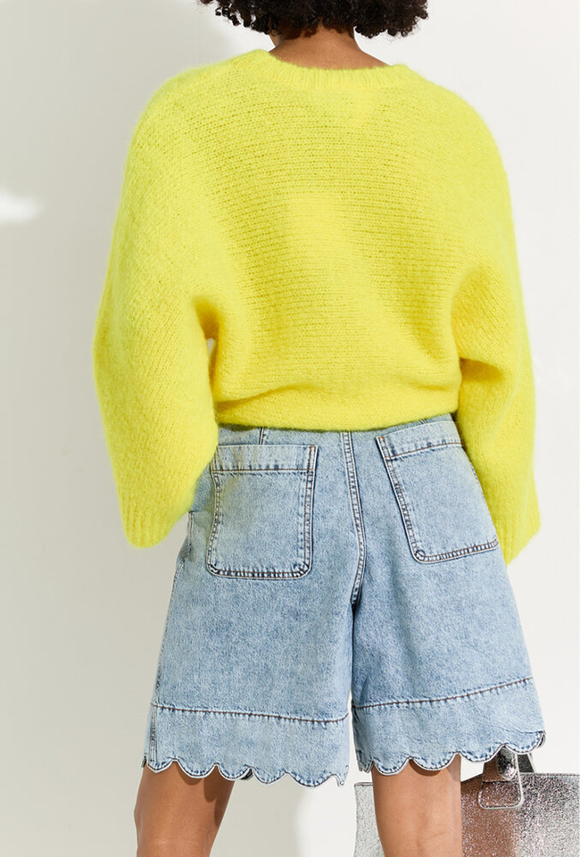 Felgele mohairmix trui met vleermuismouwen Hattitude Essentiel 