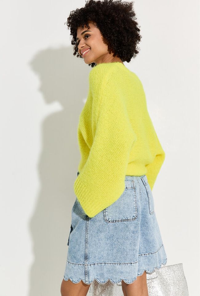 Felgele mohairmix trui met vleermuismouwen Hattitude Essentiel 