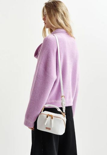 Lila cardigan met contrasterende stiksels en sjaal Hoops Essentiel 