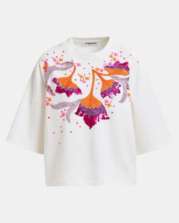 Witte biokatoenen sweater met pailletten Hotanical Essentiel