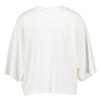 Witte biokatoenen cropped t-shirt met korte mouwen en borduursel Hadio Essentiel