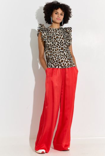 Rode broek met brede broekspijpen Hollusk Essentiel