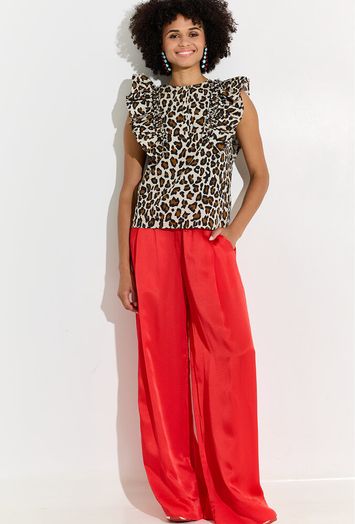 Rode broek met brede broekspijpen Hollusk Essentiel