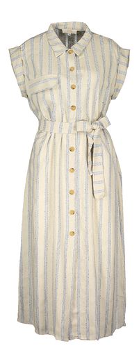 Beige mouwloze jurk met blauwe strepen Signe Nature