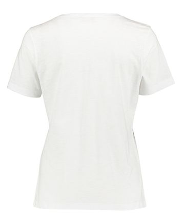 Witte t-shirt met zilveren detail op borstzak Signe Nature