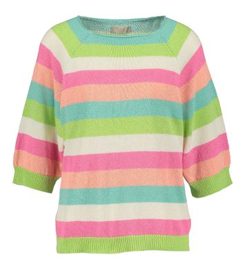 Multicolor gestreepte pull met ronde hals en driekwart mouwen Signe Nature