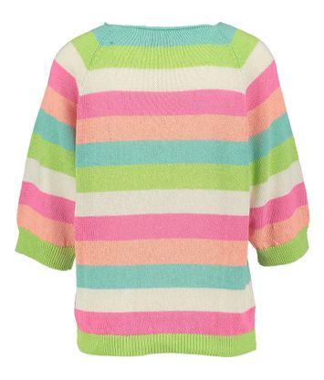 Multicolor gestreepte pull met ronde hals en driekwart mouwen Signe Nature