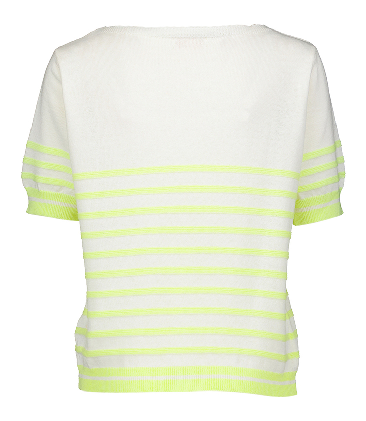 Beige katoenen trui met gele strepen Signe Nature