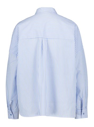 Blauw en wit gestreepte blouse met bloemdetail Signe Nature